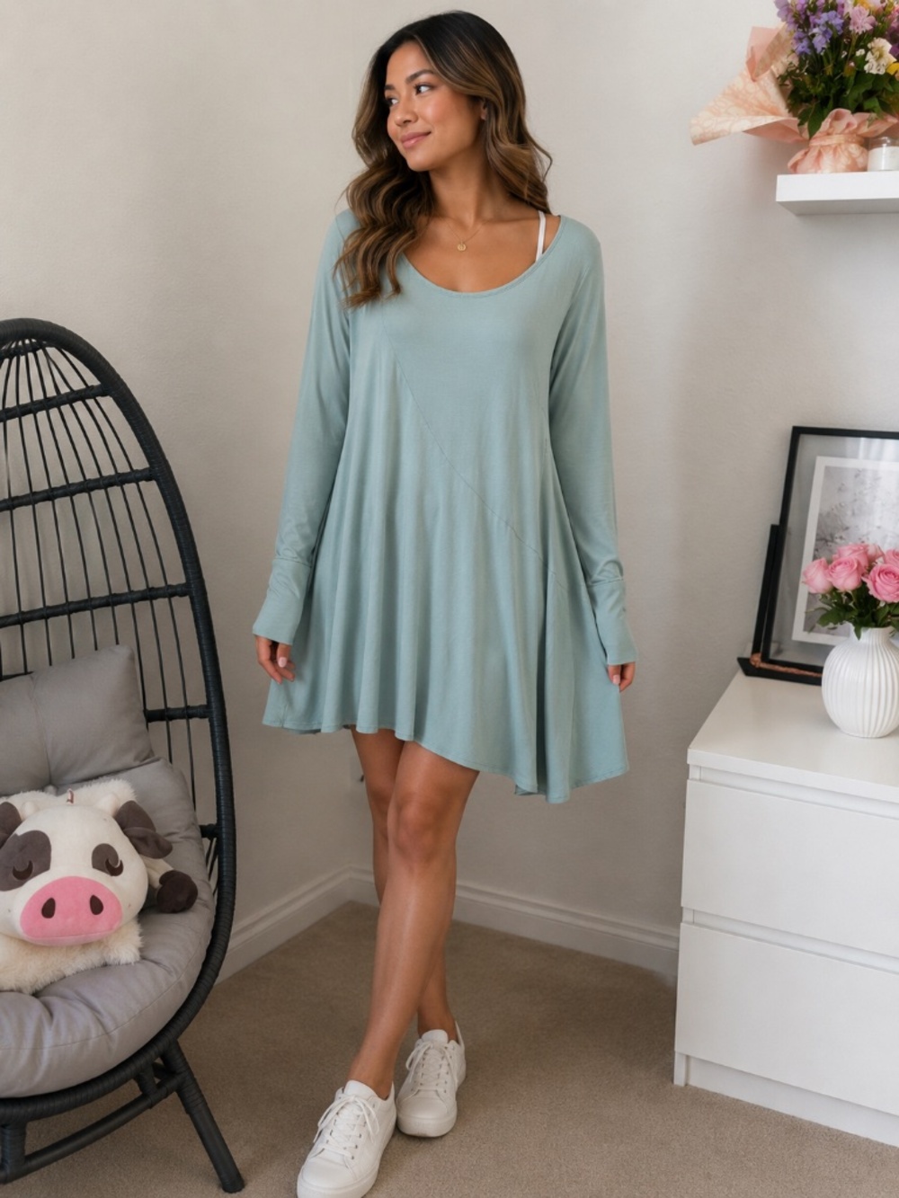 Free People Baby Blue Cold-Shoulder Dress